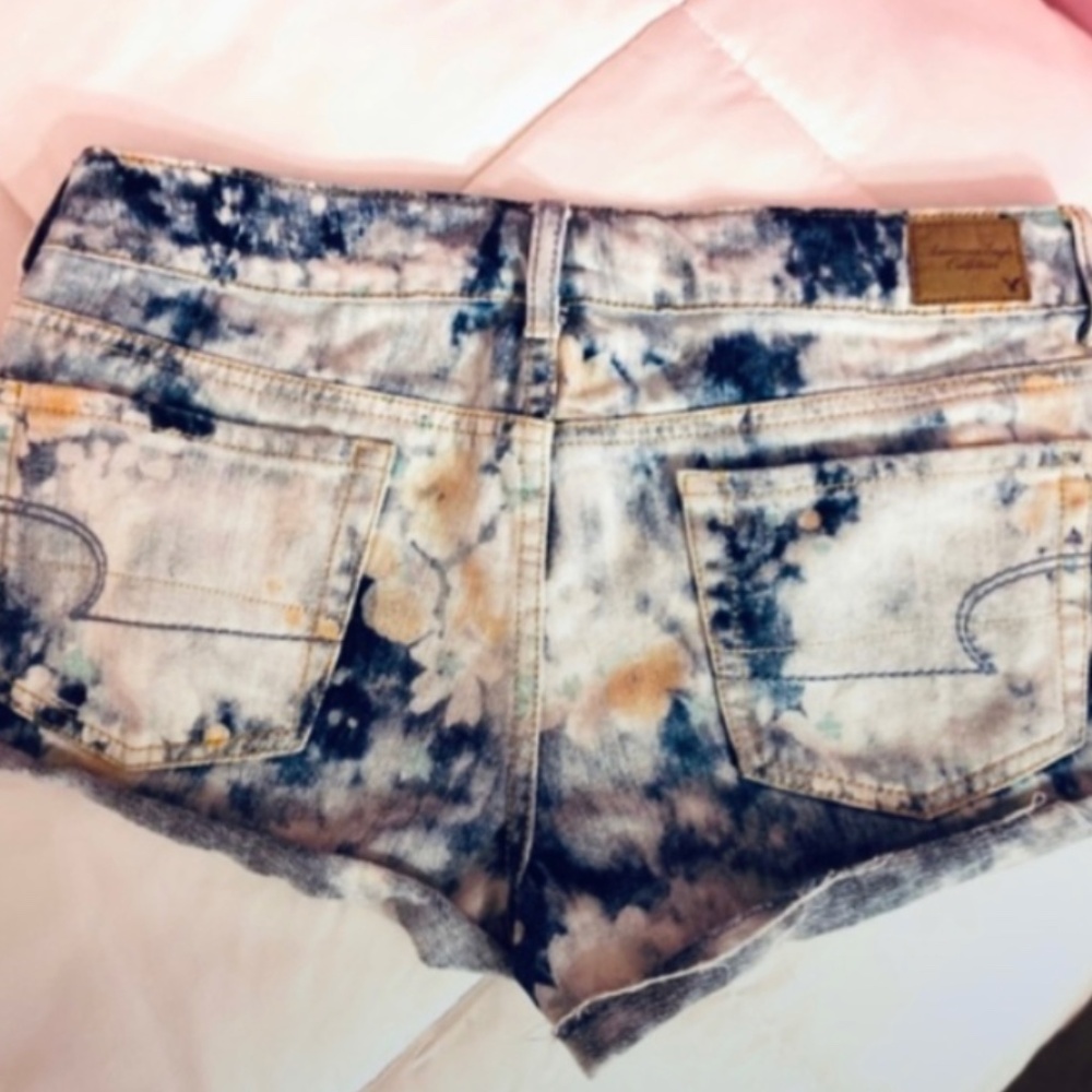 Y2k Vintage American Eagle Low-rise Acid Wash Denim Tie Dye Blue/White Women’s 6 - Picture 3 of 9